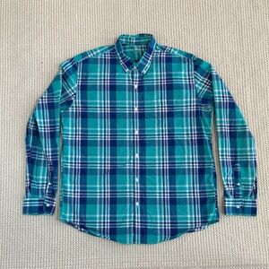 J. Crew Blue and Green Plaid Casual Button Down Shirt